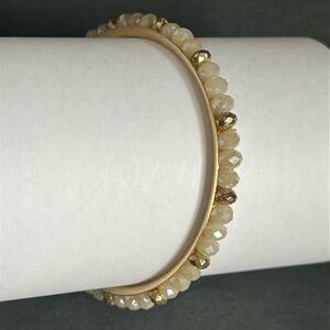 Women’s vintage dainty gold tone‎ beaded bangle bracelet one size